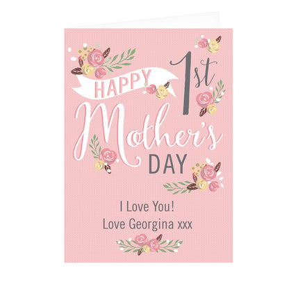 Personalised Floral Bouquet 1st Mother's Day Card Add Any Name - Personalise It!