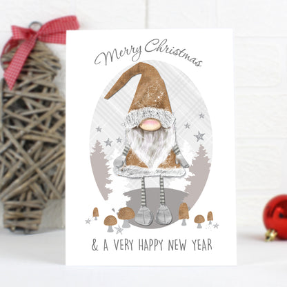 Personalised Scandinavian Christmas Gnome Card Add Any Name - Personalise It!