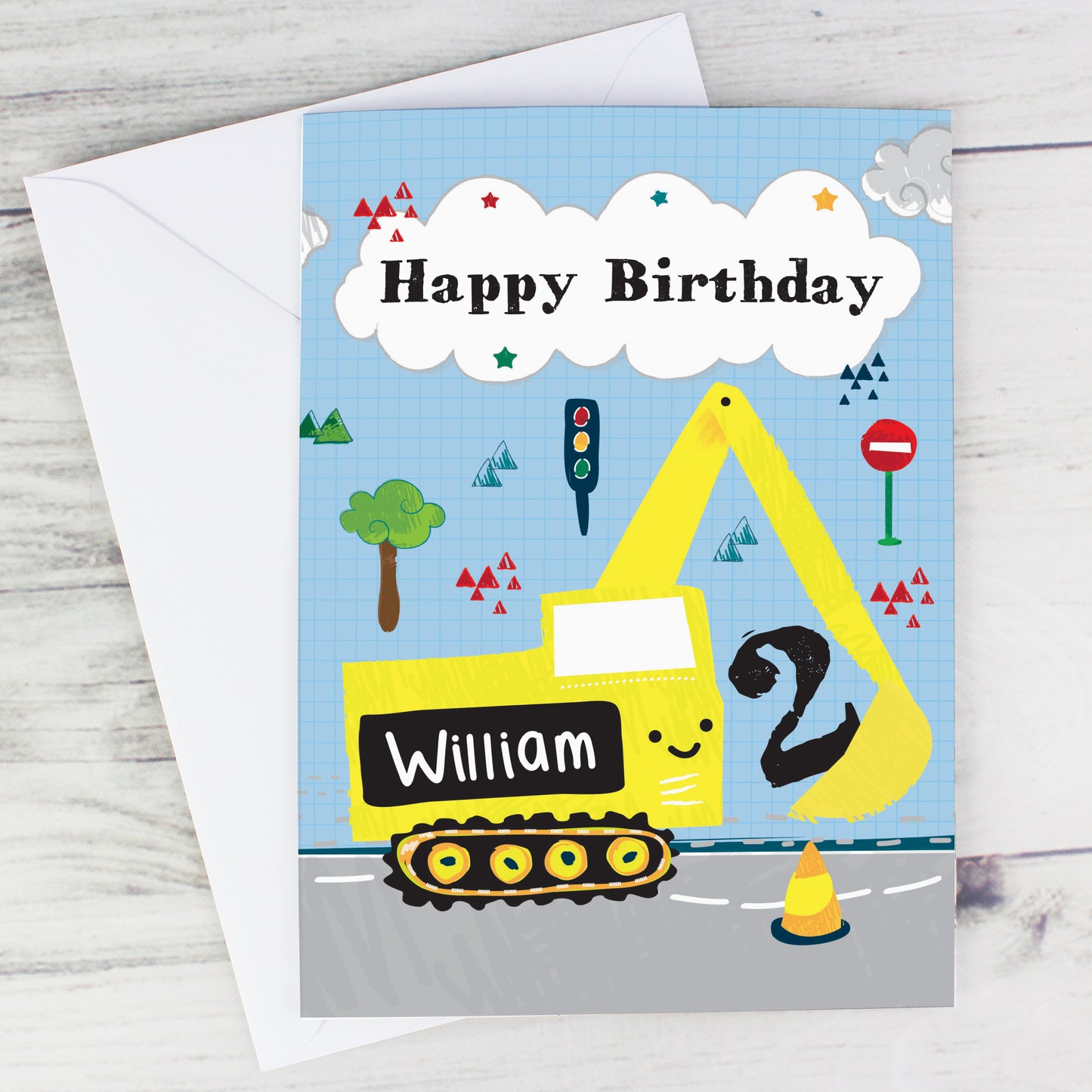 Personalised Digger Birthday Card Add Any Age & Name - Personalise It!