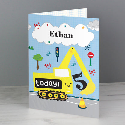 Personalised Digger Birthday Card Add Any Age & Name - Personalise It!