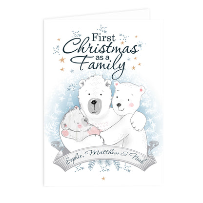 Personalised Polar Bear '1st Christmas As A Family' Card Add Any Name - Personalise It!