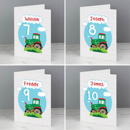 Personalised Tractor Birthday Card Add Any Age & Name - Personalise It!