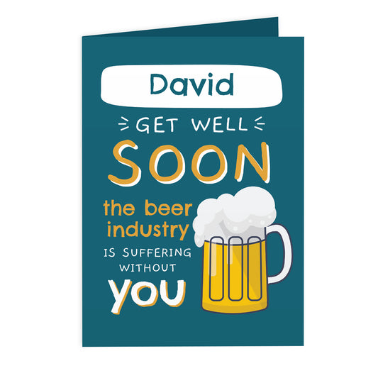 Personalised Get Well Soon Card Add Any Name - Personalise It!