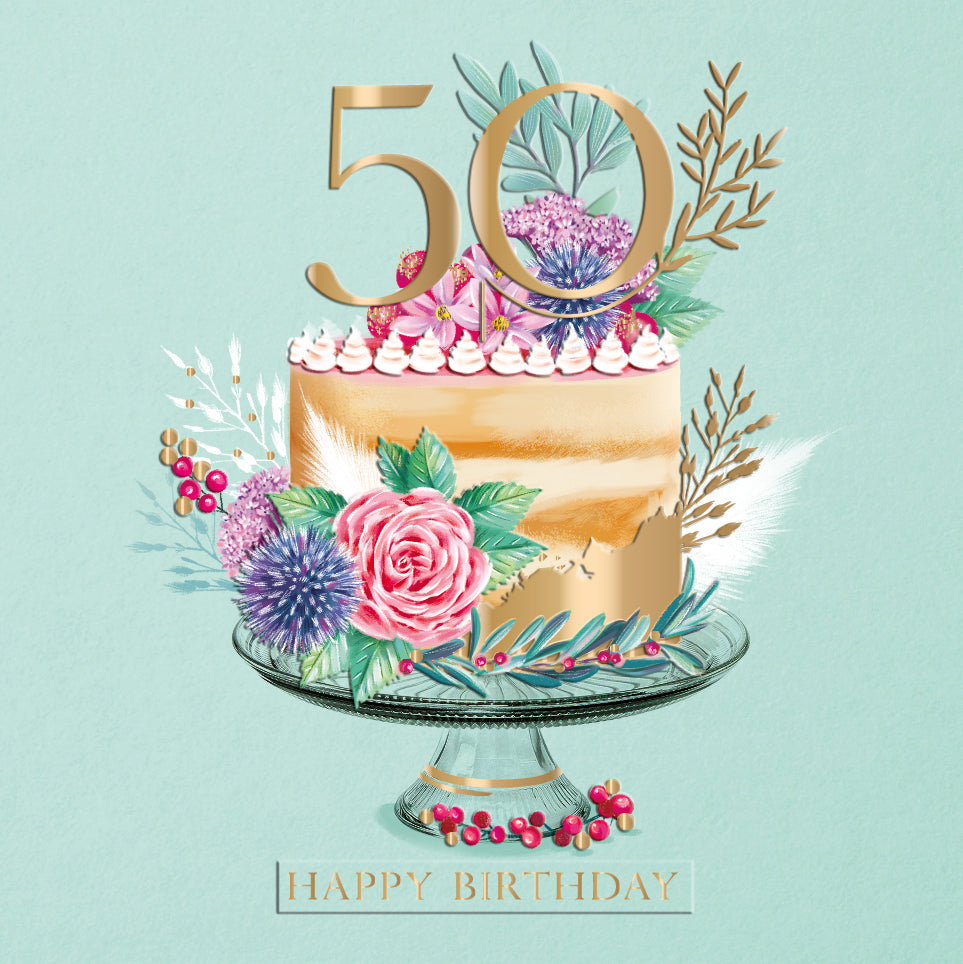 Celebration Cake 50th Birthday Greeting Card