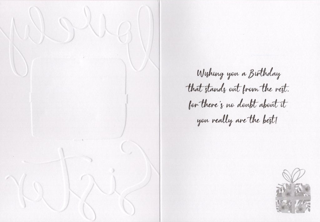 Lovely Sister Embellished Birthday Greeting Card