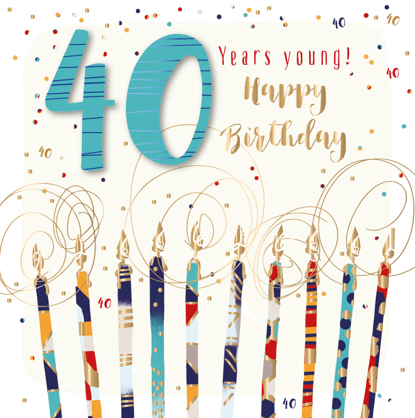 Male 40th Embellished Birthday Greeting Card