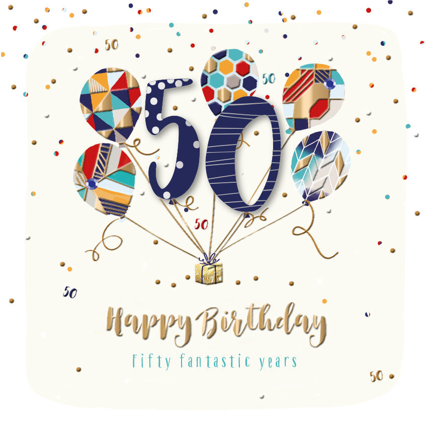 Male 50th Embellished Birthday Greeting Card