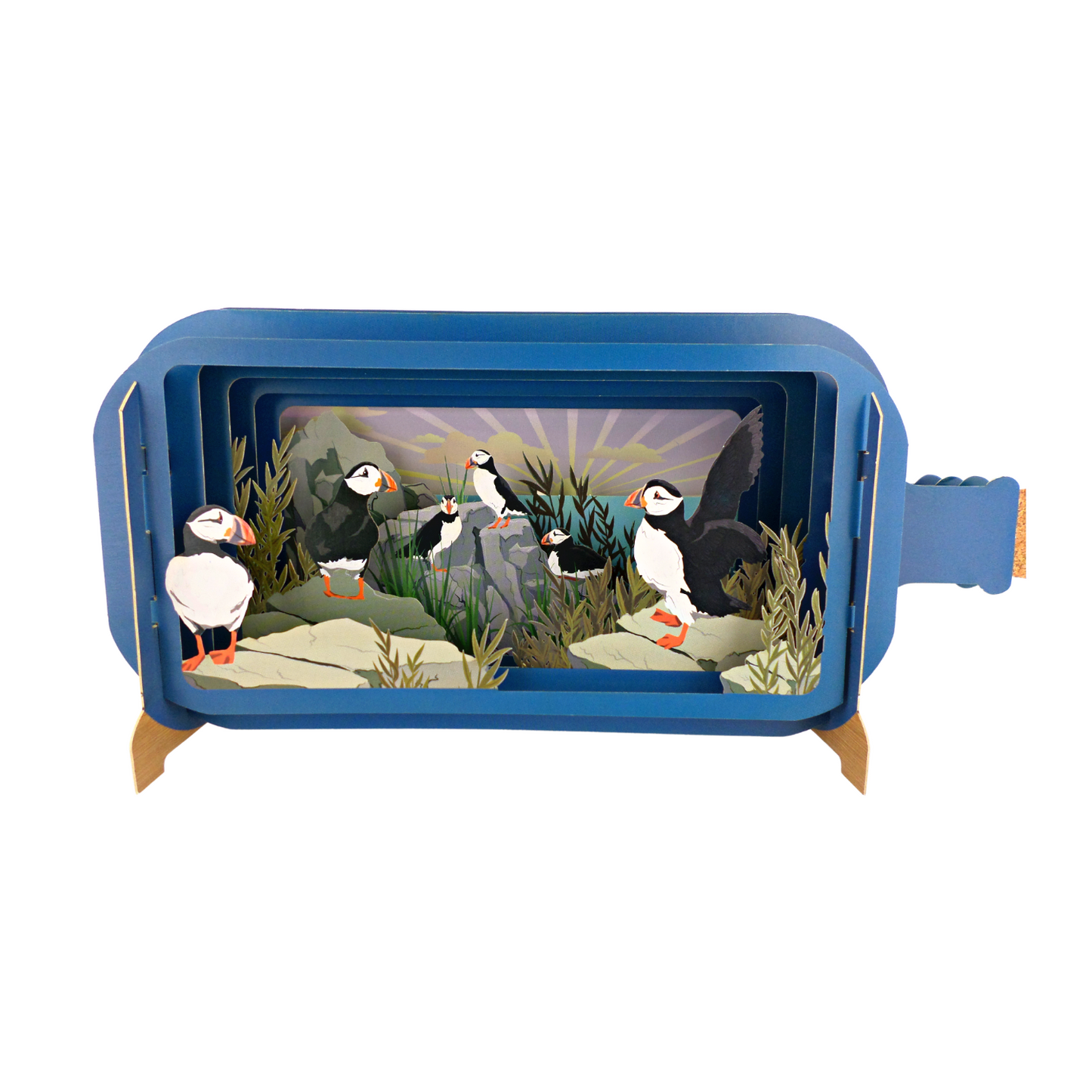 Message In A Bottle Puffins Pop Up Any Occasion Greeting Card