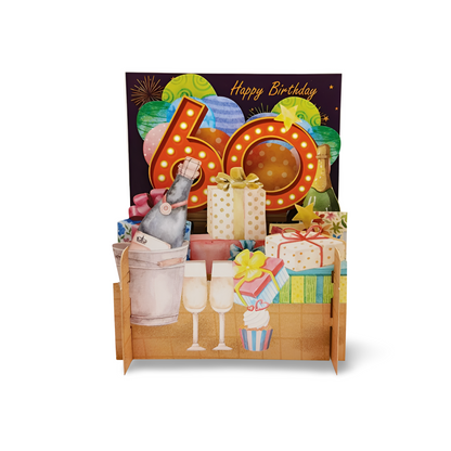 Happy 60th Birthday Celebration Party 3D Pop Up Greeting Card