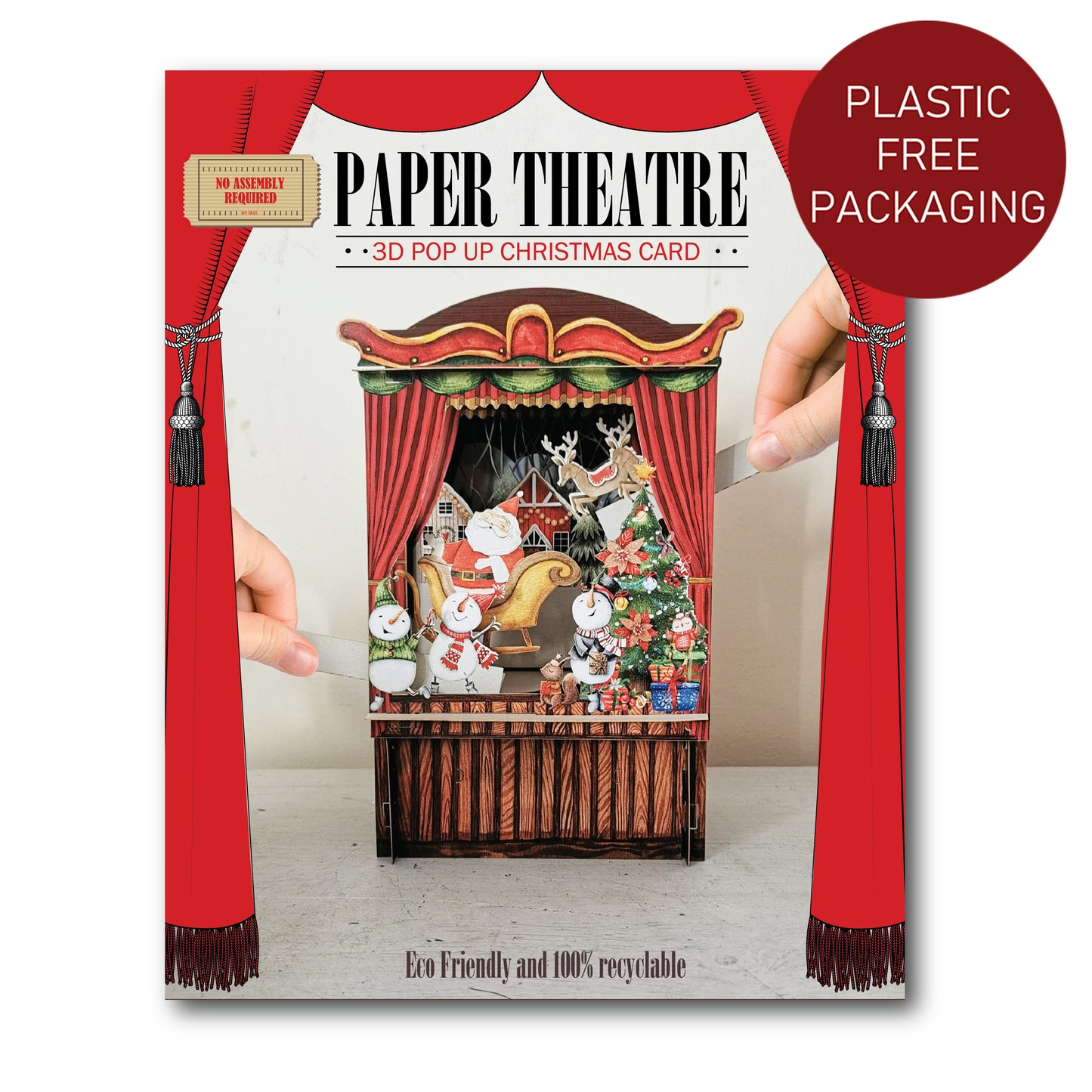 Paper Theatre Santa & Sleigh 3D Pop Up Christmas Greeting Card