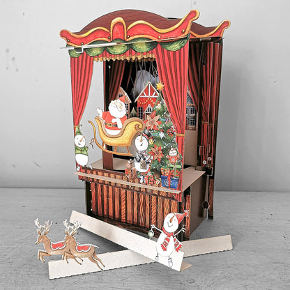 Paper Theatre Santa & Sleigh 3D Pop Up Christmas Greeting Card