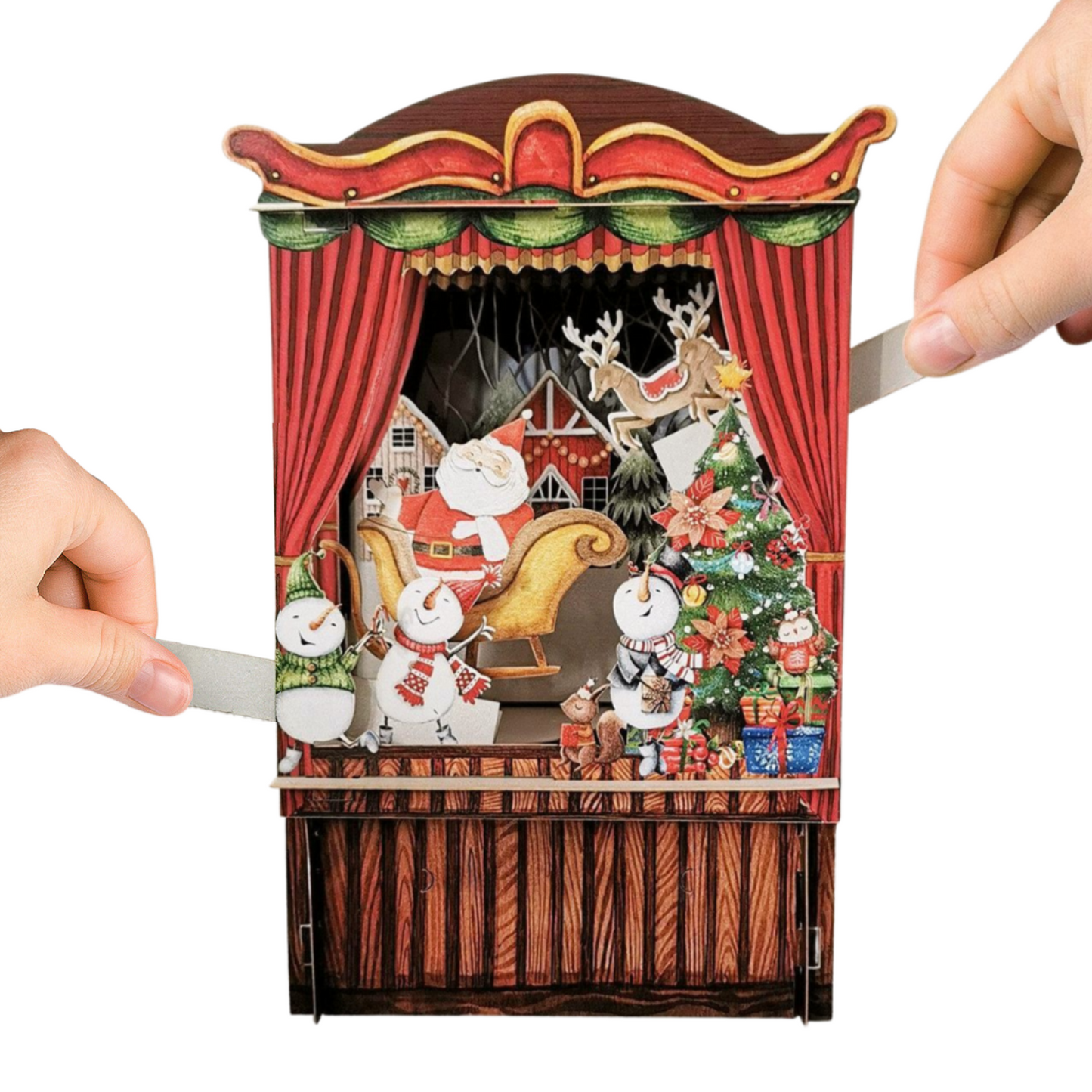 Paper Theatre Santa & Sleigh 3D Pop Up Christmas Greeting Card