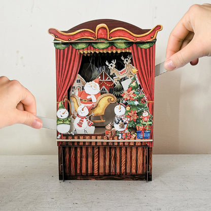 Paper Theatre Santa & Sleigh 3D Pop Up Christmas Greeting Card