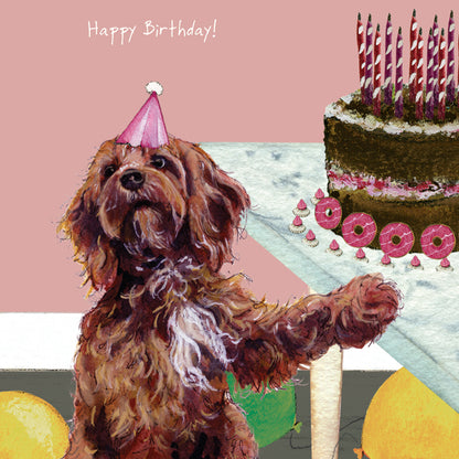 Cockapoo Party & Cake Little Dog Laughed Birthday Card