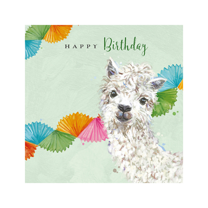 Artistic Cute Alpaca  Happy Birthday Greeting Card