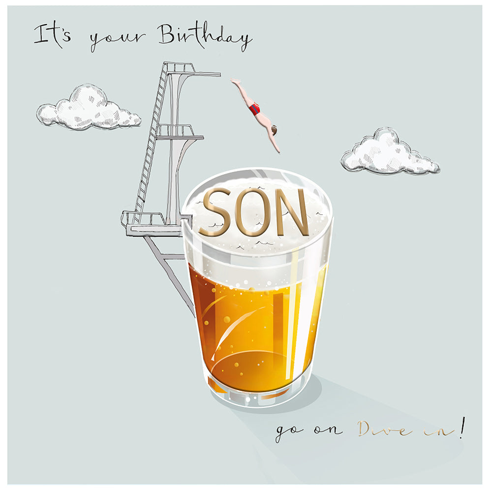 Beer Dive In Son Birthday Greeting Card By The Curious Inksmith