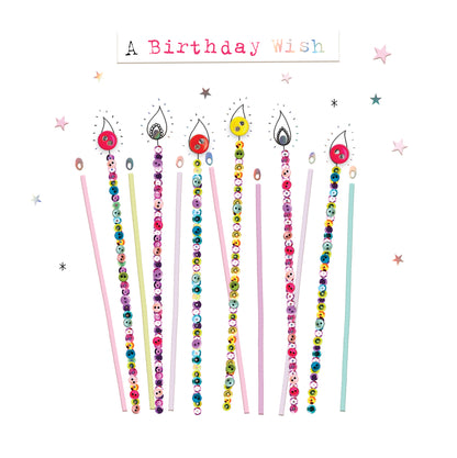 Birthday Candles Hand-Finished Buttons Birthday Card