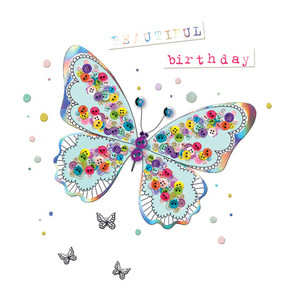 Beautiful Birthday Hand-Finished Buttons Birthday Card