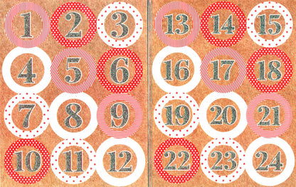 Advent Stickers 1-24 Round Glitter Numbers Christmas Advent Calendar Crafts