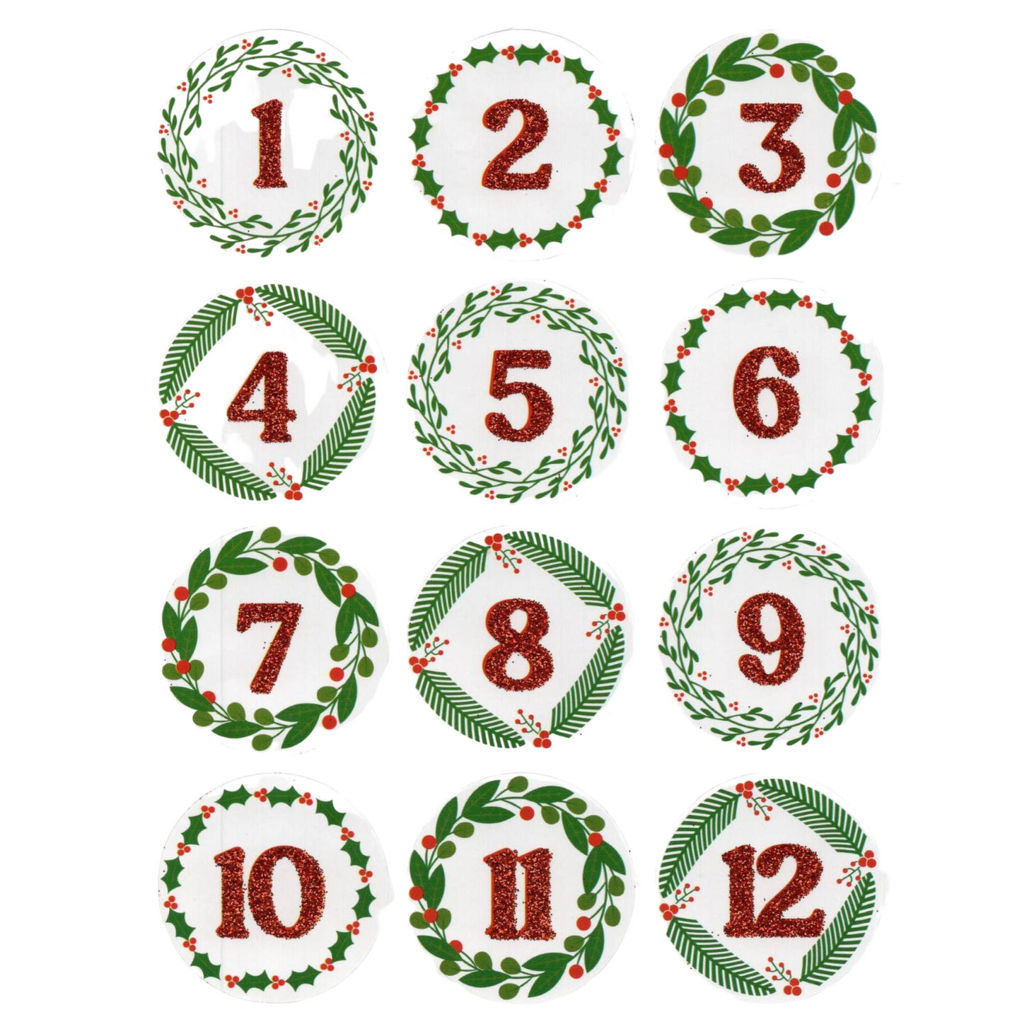 Advent Stickers 1-24 Festive Numbers Christmas Advent Calendar Crafts