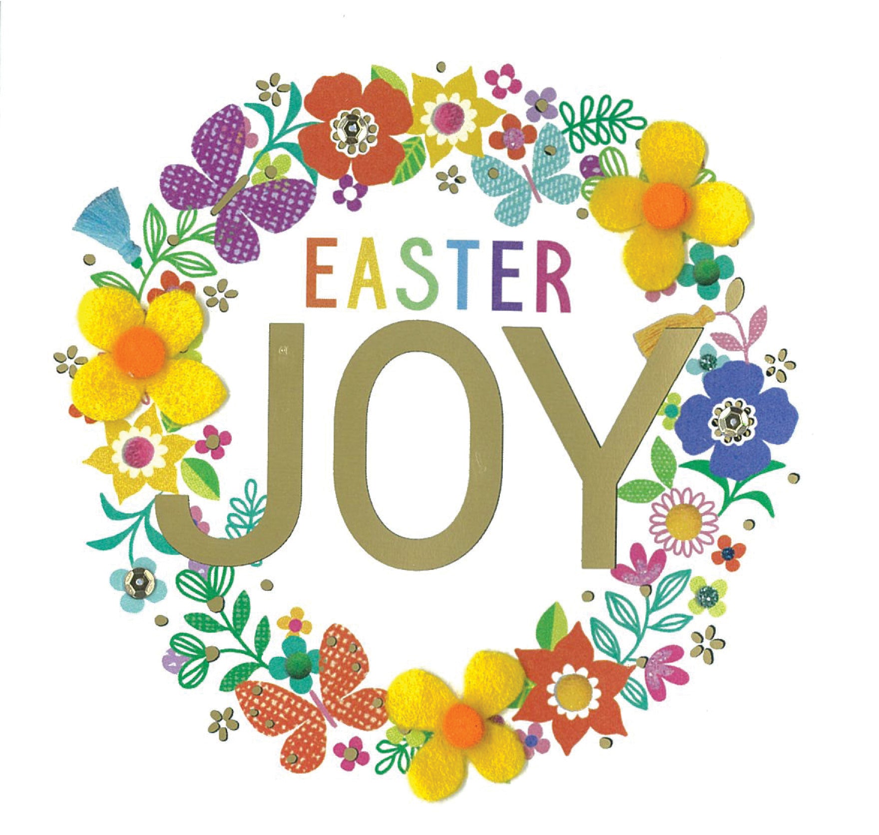 Felt Flowers Easter Joy Easter Spring Flowers Hand-Finished Greeting C ...