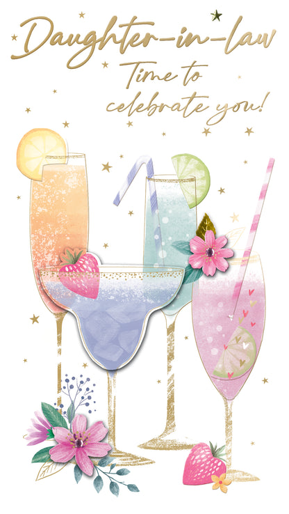 Daughter-In-Law Birthday Card Embellished Cocktails Champagne Greeting Card