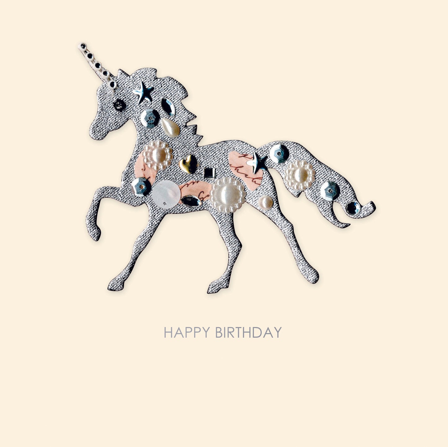 Jewelled Handmade Embellished Unicorn Birthday Card