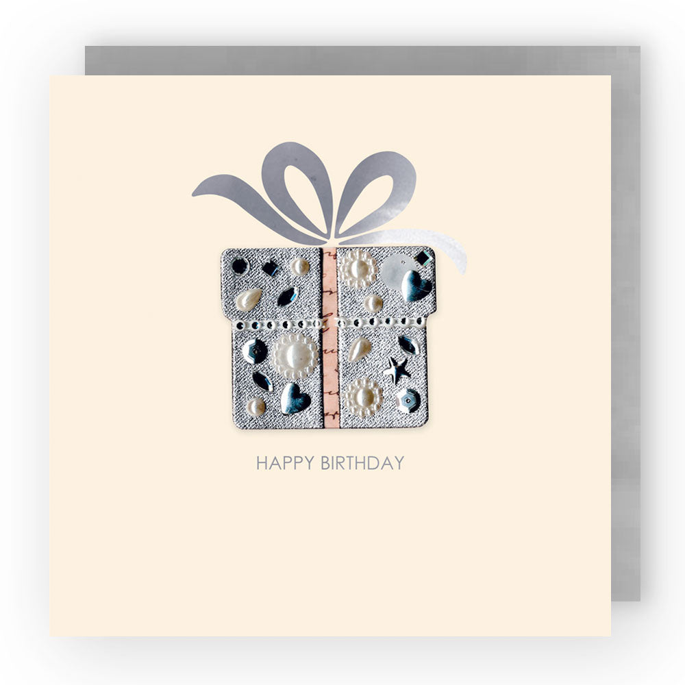 Jewelled Handmade Embellished Present Birthday Card