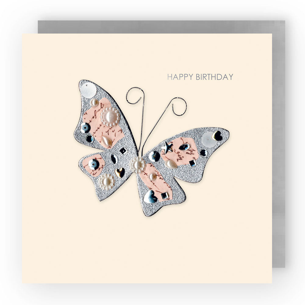 Jewelled Handmade Embellished Butterfly Birthday Card