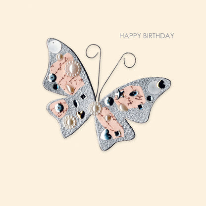 Jewelled Handmade Embellished Butterfly Birthday Card