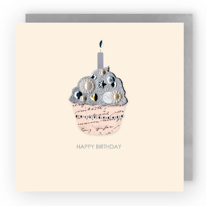 Jewelled Handmade Embellished Cupcake Birthday Card