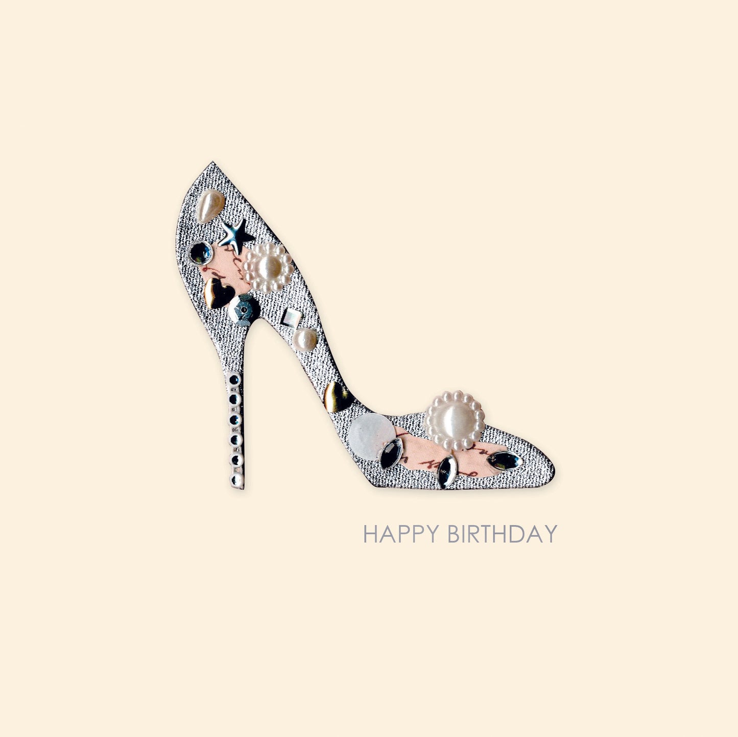 Jewelled Handmade Embellished Stiletto Birthday Card