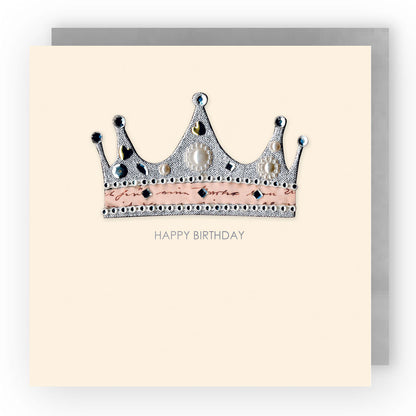 Jewelled Handmade Embellished Crown Birthday Card