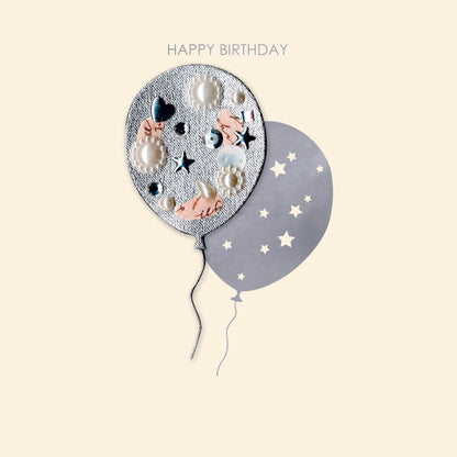 Jewelled Handmade Embellished Balloons Birthday Card