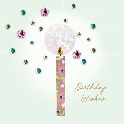 Jewelled Handmade Embellished Candle Birthday Card