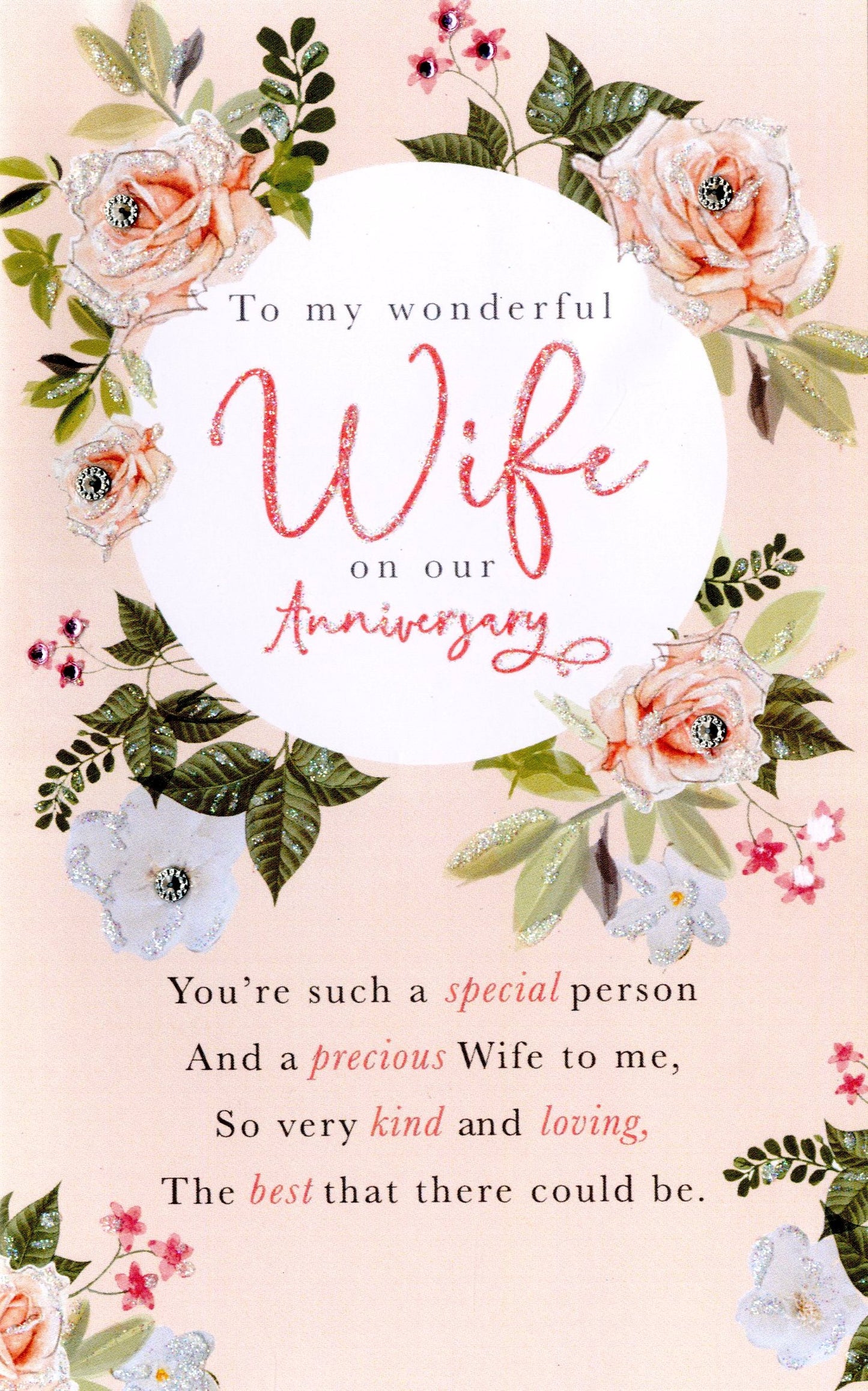 My Wonderful Wife Embellished Anniversary Greeting Card