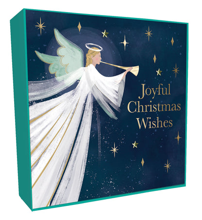 Box of 6 Angel Joyful Wishes Luxury Hand-Finished Christmas Cards