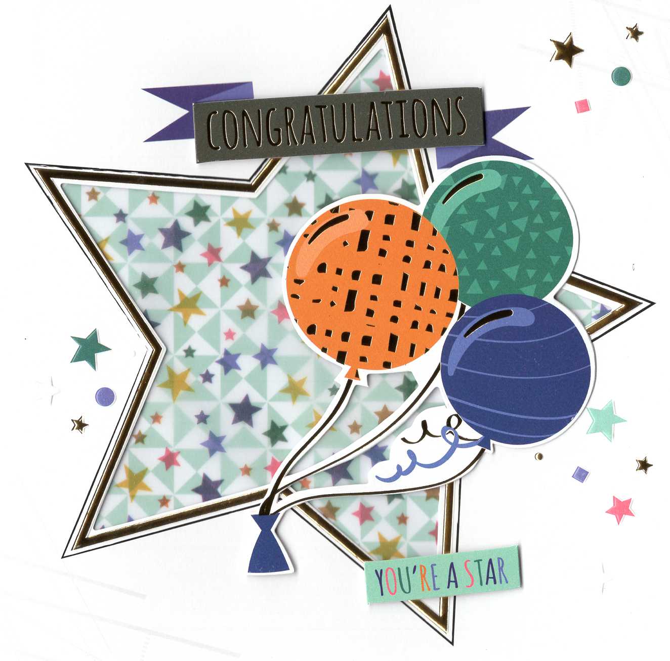 Congratulations You're A Star Embellished Greeting Card