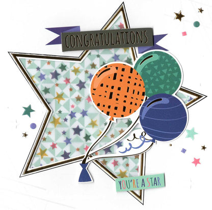 Congratulations You're A Star Embellished Greeting Card