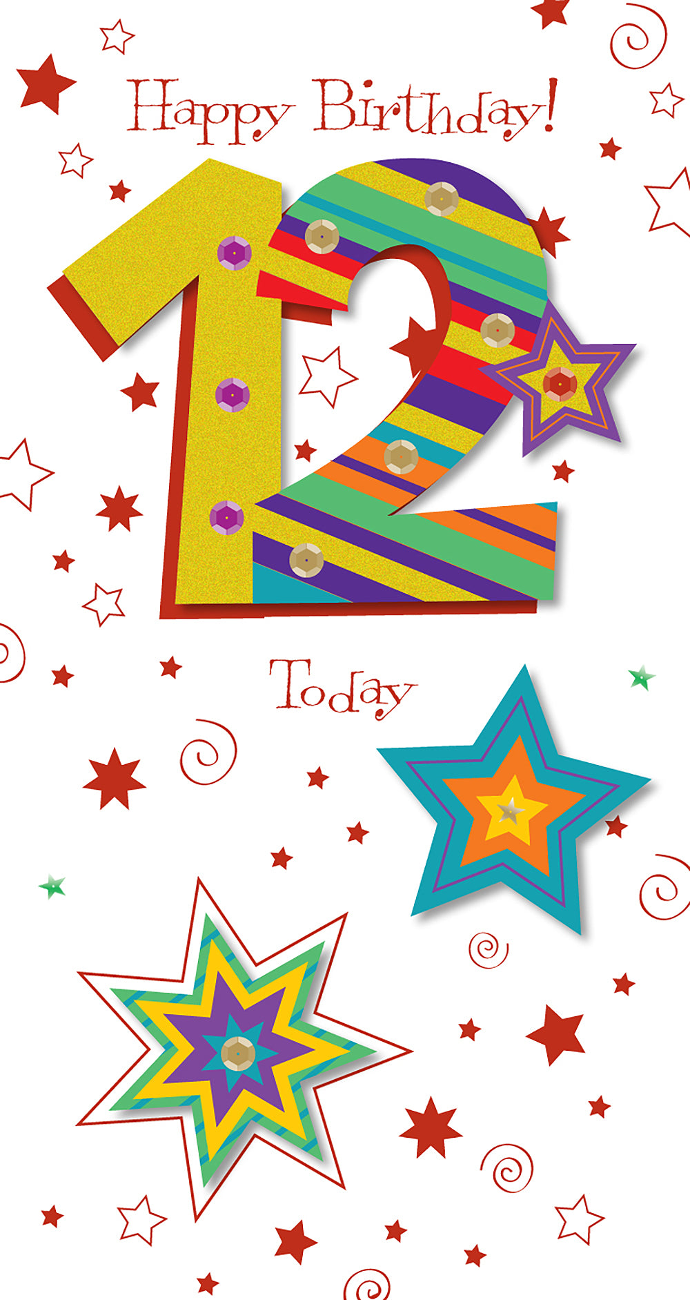 Childs 12th Birthday 12 Today Embellished Greeting Card