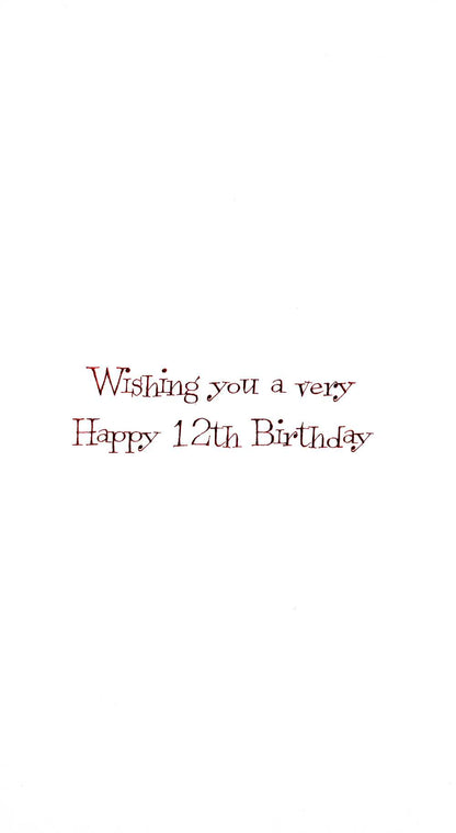 Childs 12th Birthday 12 Today Embellished Greeting Card