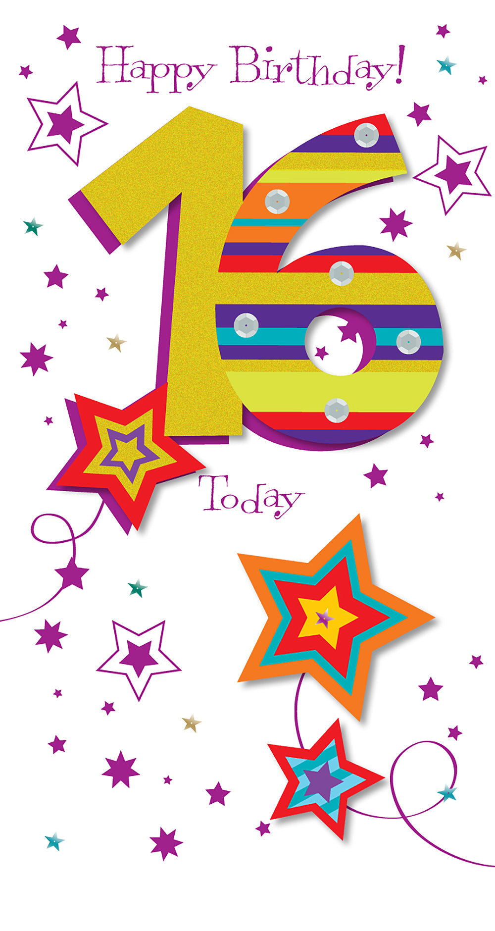 Teens 16th Birthday 16 Today Embellished Greeting Card – Love Kate's