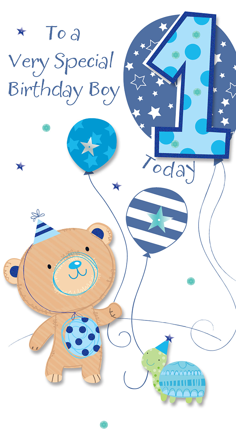 Boys 1st Birthday 1 Today Embellished Greeting Card – Love Kate's