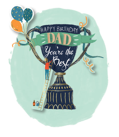 Best Dad Trophy Embellished Birthday Greeting Card