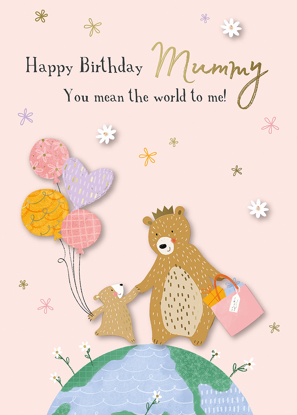 Mummy & Baby Bear Embellished Birthday Greeting Card