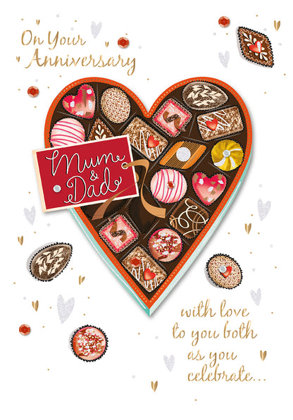 Mum & Dad On Your Anniversary Embellished Greeting Card