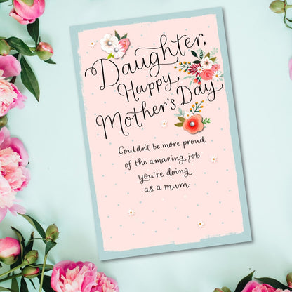 Daughter Happy Mother's Day Sparkle Blooms Galore Mother's Day Greeting Card