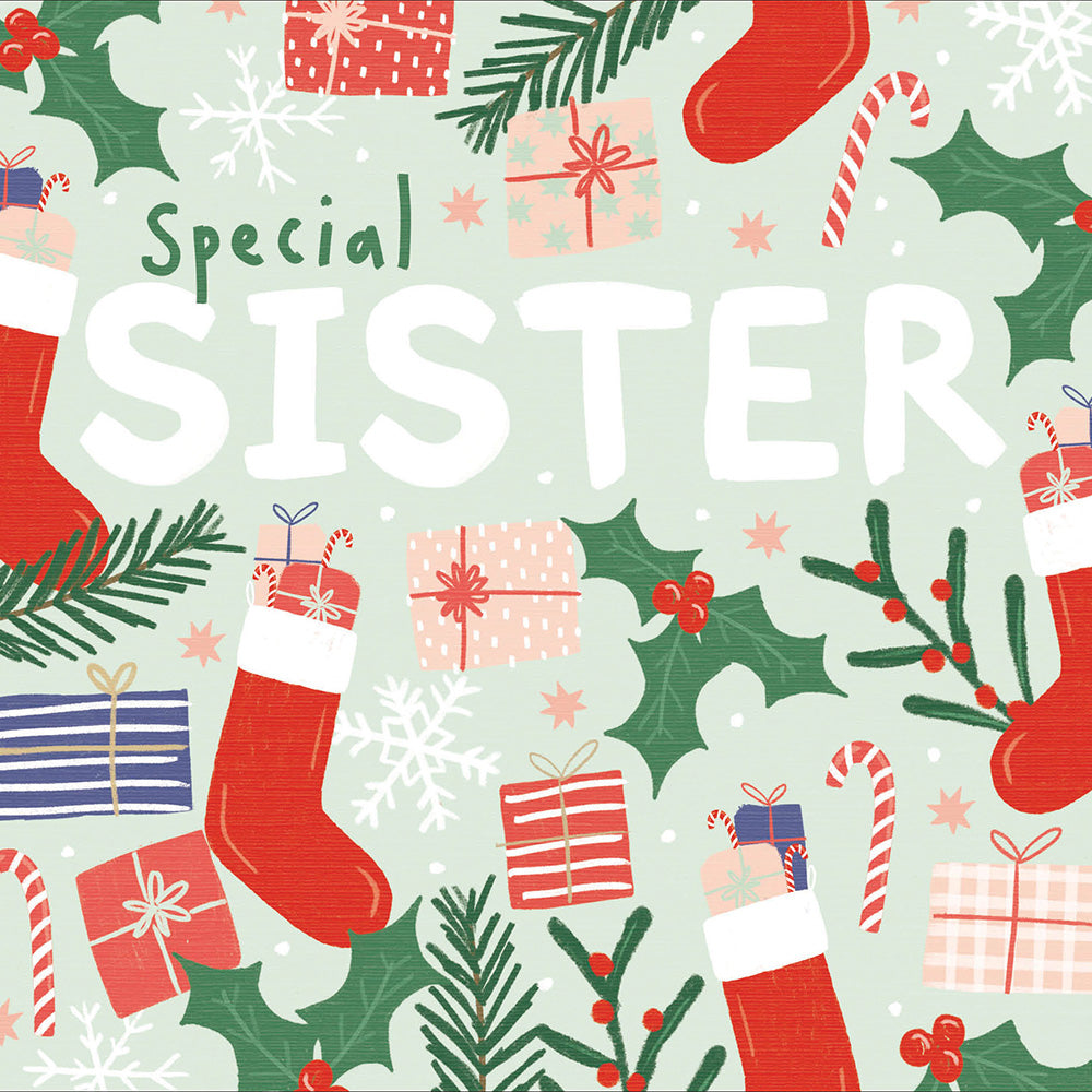 Candy Cane Lane Special Sister Contemporary Christmas Card