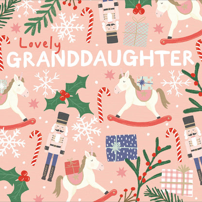 Candy Cane Lane Granddaughter Contemporary Christmas Card