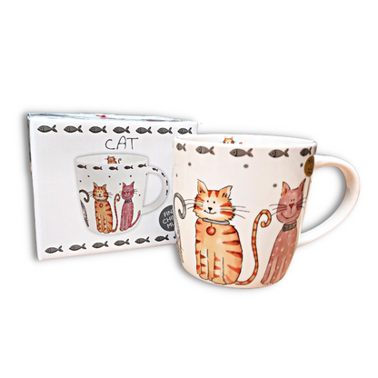 Faithful Friends Cartoon Cats Fine China Mug In A Gift Box